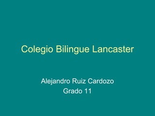 Colegio Bilingue Lancaster
Alejandro Ruiz Cardozo
Grado 11

 