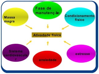 Fase de  manutenção estresse ansiedade Ativadade física Massa magra Condicionamento físico Sistema cardiovascular 