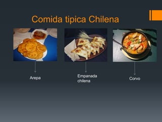 Comida tipica Chilena
Arepa Empanada
chilena
Corvo
 