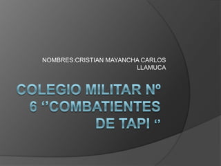 NOMBRES:CRISTIAN MAYANCHA CARLOS
                        LLAMUCA
 