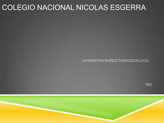 COLEGIO NACIONAL NICOLAS ESGERRA
JHONNATAN NUÑEZ CARASQUILLA 23
803
 