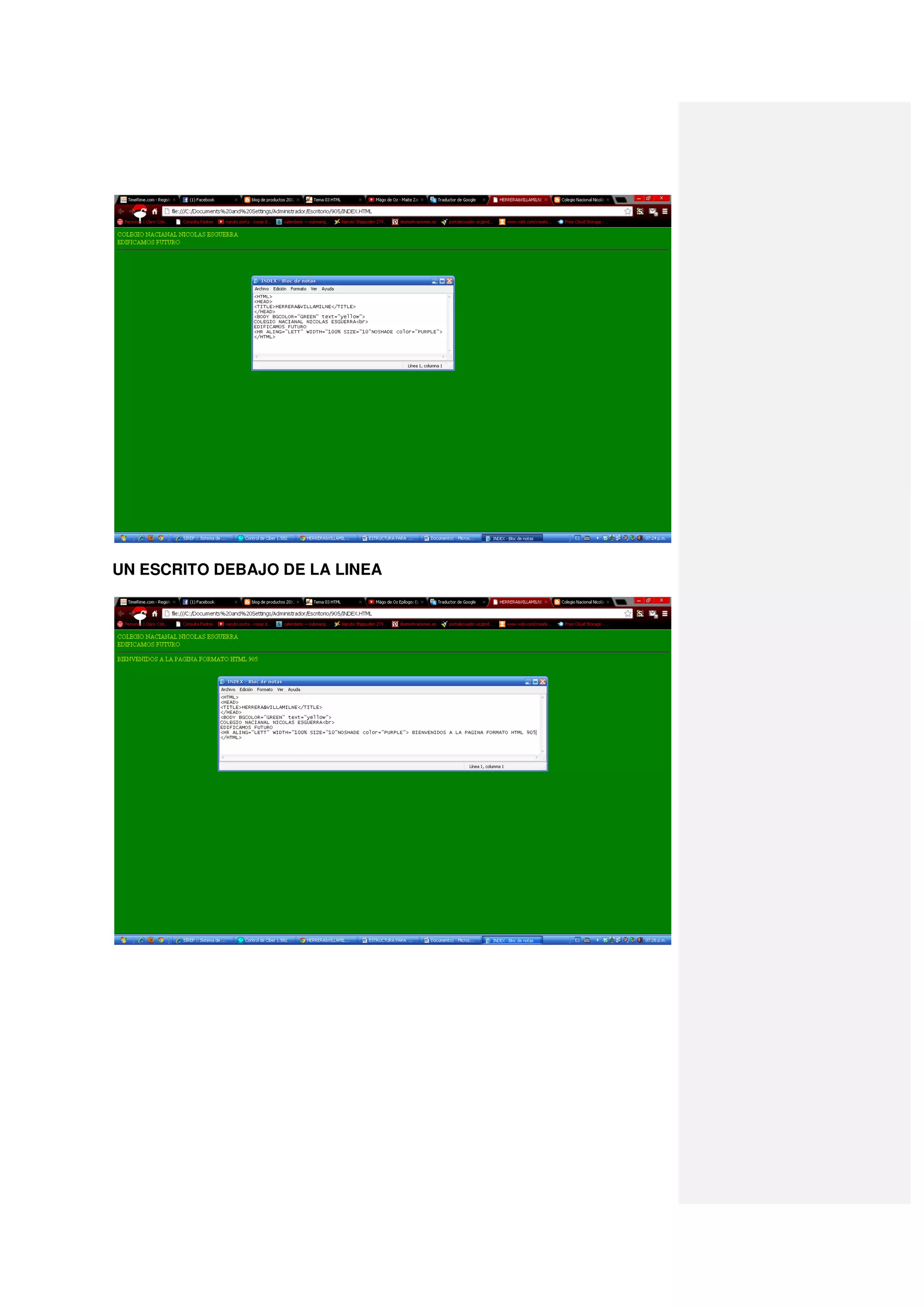 UN ESCRITO DEBAJO DE LA LINEA
 