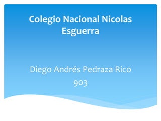 Colegio Nacional Nicolas
Esguerra
Diego Andrés Pedraza Rico
903
 
