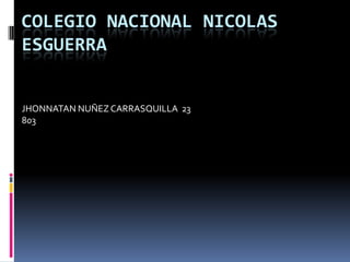 COLEGIO NACIONAL NICOLAS
ESGUERRA
JHONNATAN NUÑEZCARRASQUILLA 23
803
 
