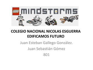COLEGIO NACIONAL NICOLAS ESGUERRA
EDIFICAMOS FUTURO
Juan Esteban Gallego González.
Juan Sebastián Gómez
801
 
