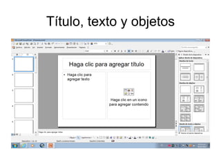 Título, texto y objetos 