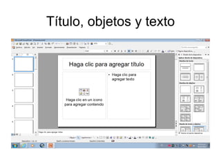 Título, objetos y texto