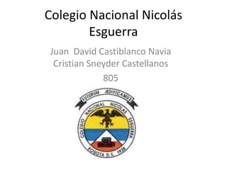 Colegio Nacional Nicolás
Esguerra
Juan David Castiblanco Navia
Cristian Sneyder Castellanos
805
 