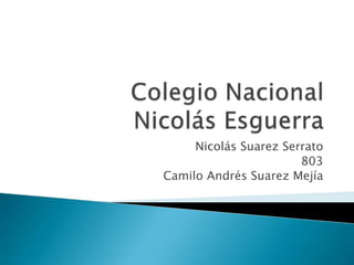 Nicolás Suarez Serrato
803
Camilo Andrés Suarez Mejía
 