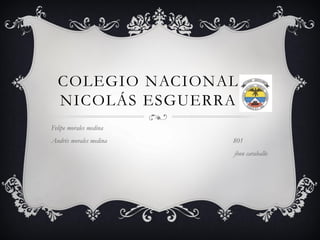 COLEGIO NACIONAL NICOLÁS ESGUERRA 
Felipe morales medina 
Andrés morales medina 801 
jhon caraballo  