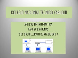 COLEGIO NACIONAL TECNICO YARUQUI

         APLICACIÓN INFORMATICA
            VANESA CARDENAS
    2 DE BACHILLERATO CONTABILIDAD A
 