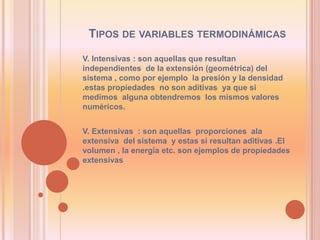 Variables Extensivas TEMAS SELECTOS DE FÍSICA | PPTX