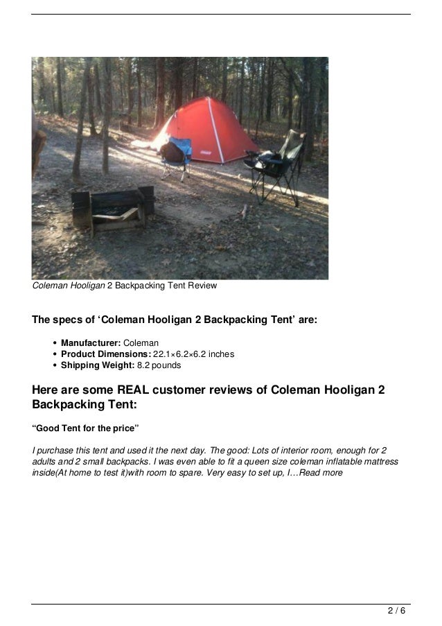 Coleman Hooligan 2 Backpacking Tent Review