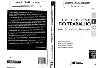 Coleção oab nacional   primeira fase, vol.06 (2009) - veneziano, andré horta moreno - direito e processo do trabalho