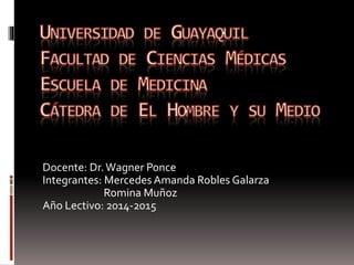 Docente: Dr.Wagner Ponce
Integrantes: Mercedes Amanda Robles Galarza
Romina Muñoz
Año Lectivo: 2014-2015
 