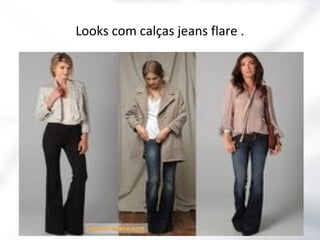 Looks com calças jeans flare .

 