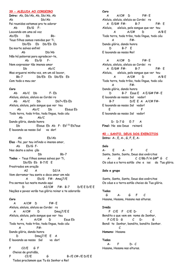 Coletanea de louvores suplementar cifra