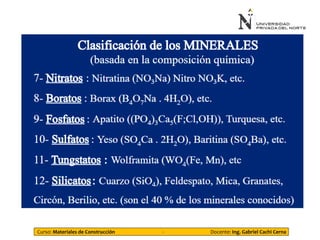 Curso: Materiales de Construcción - Docente: Ing. Gabriel Cachi Cerna
 