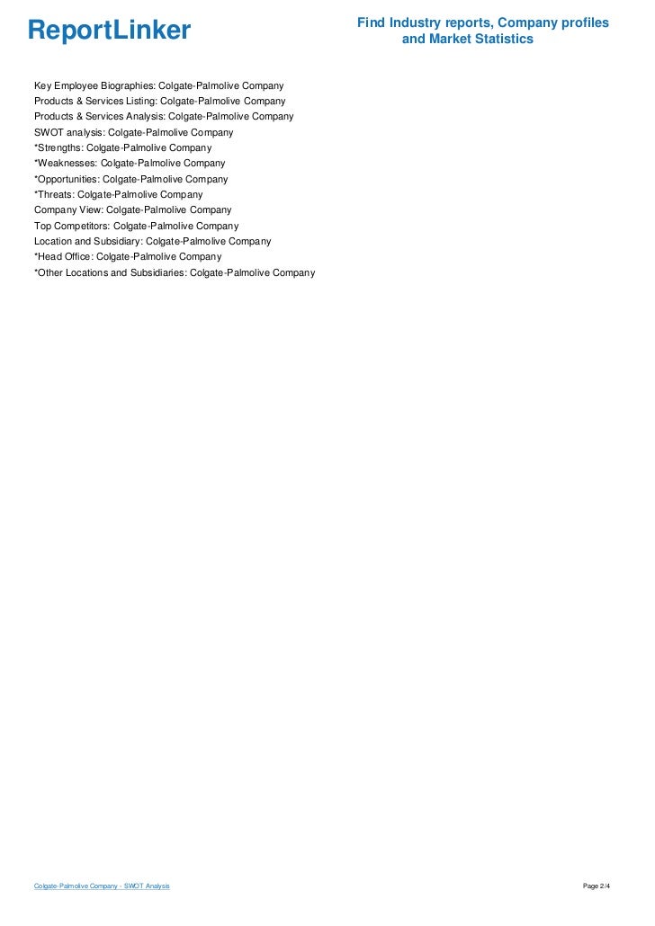 Colgate-Palmolive Co Swot Analysis – NTBA