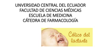 UNVERSIDAD CENTRAL DEL ECUADOR
FACULTAD DE CIENCIAS MÉDICAS
ESCUELA DE MEDICINA
CÁTEDRA DE FARMACOLOGÍA
 