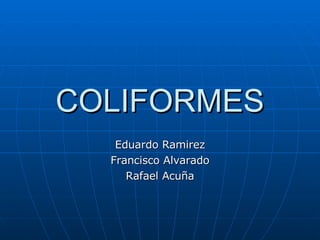 COLIFORMES Eduardo Ramirez Francisco Alvarado Rafael Acuña 