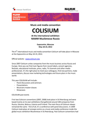 Colisium 2012 Music and media convention in Russia