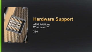 ARM Additions
What is next?
X86
 