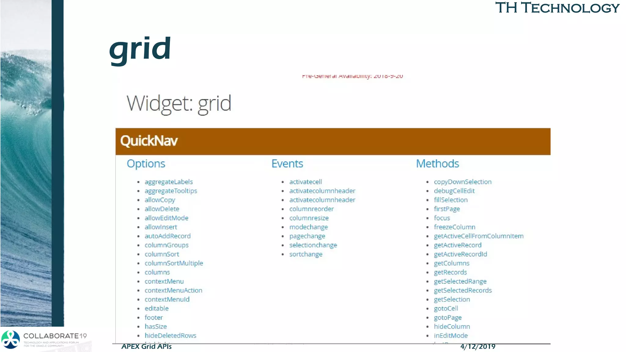 TH TechnologyTH Technology
grid
APEX Grid APIs 4/12/2019
 