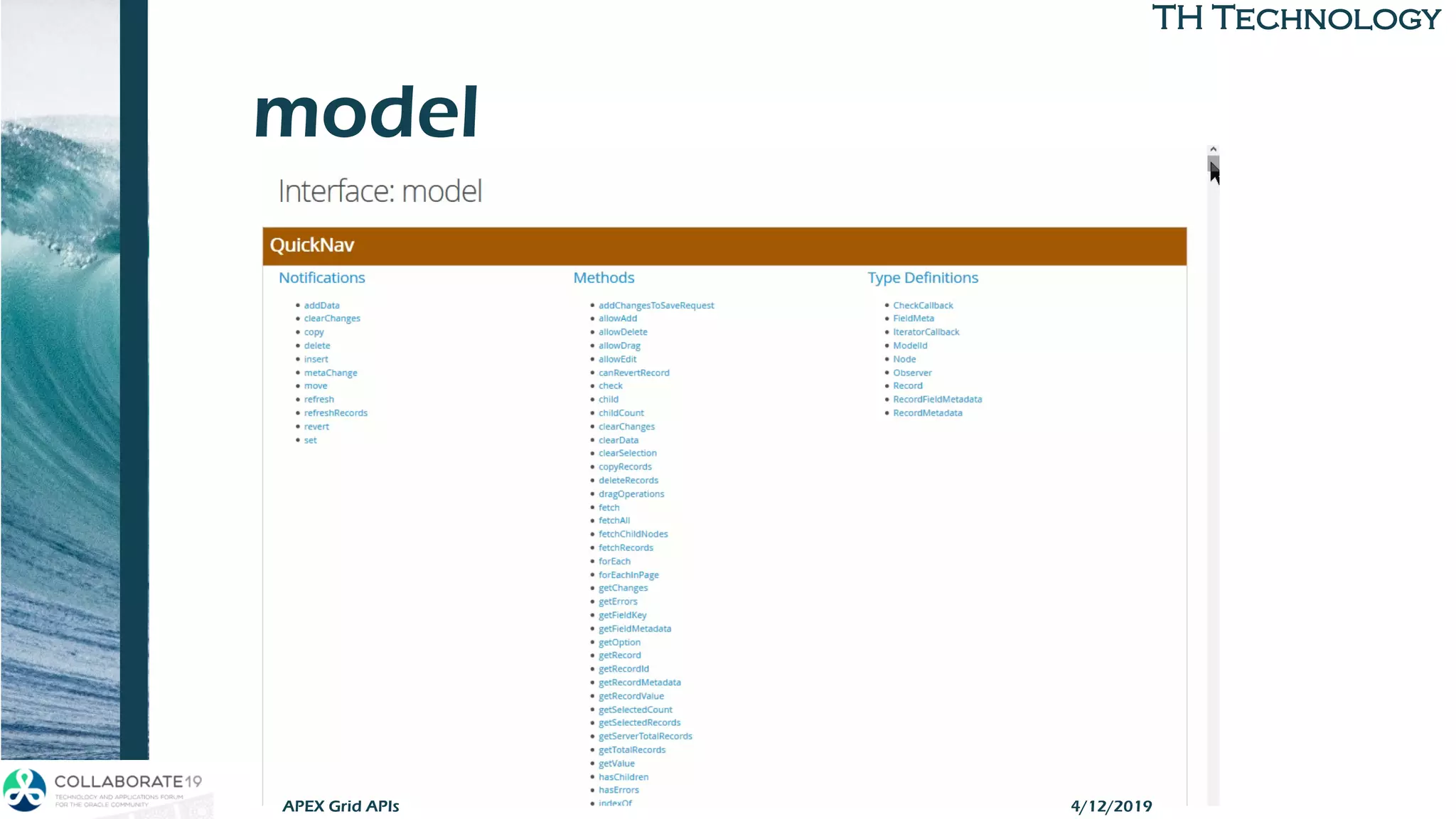 TH TechnologyTH Technology
model
APEX Grid APIs 4/12/2019
 