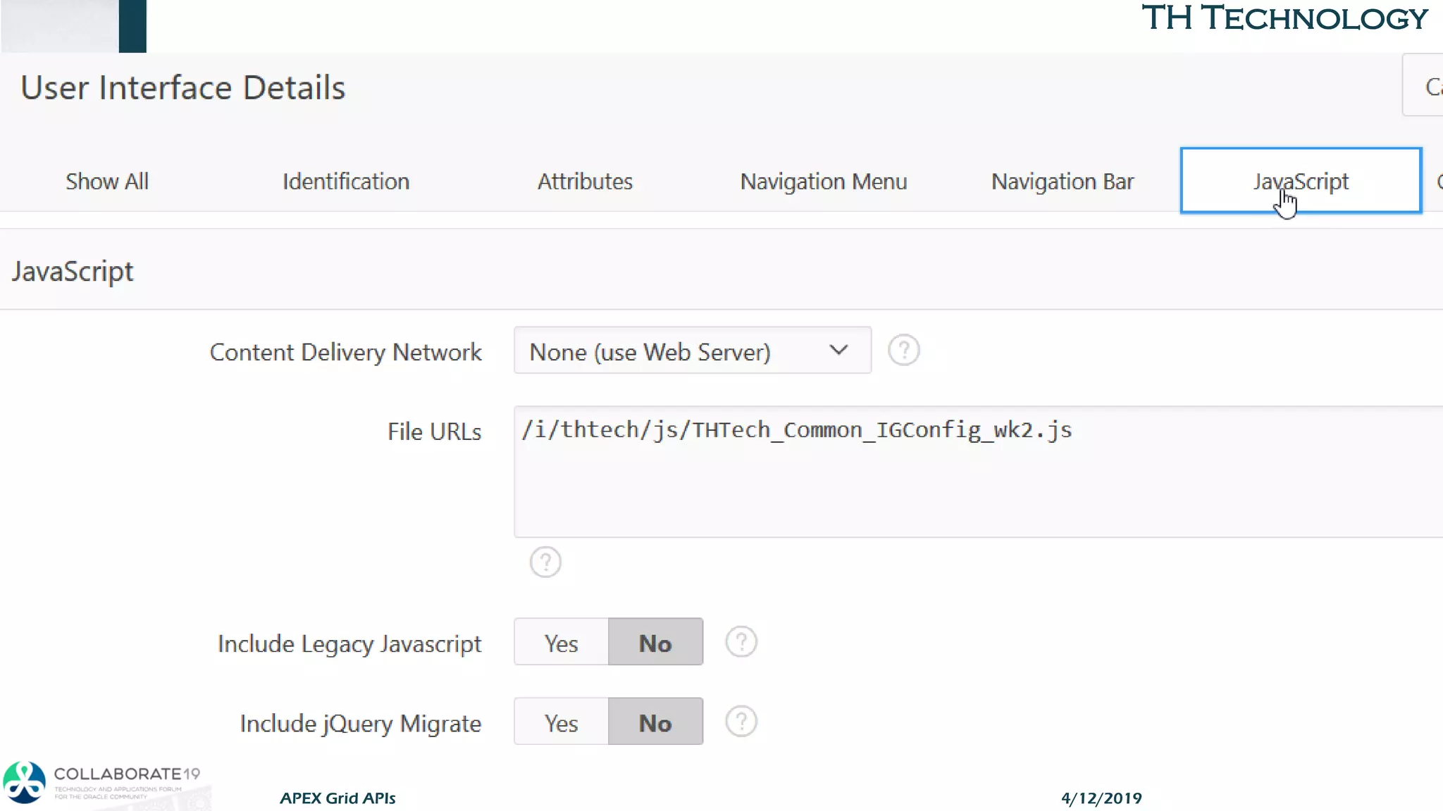 TH TechnologyTH Technology
APEX Grid APIs 4/12/2019
 