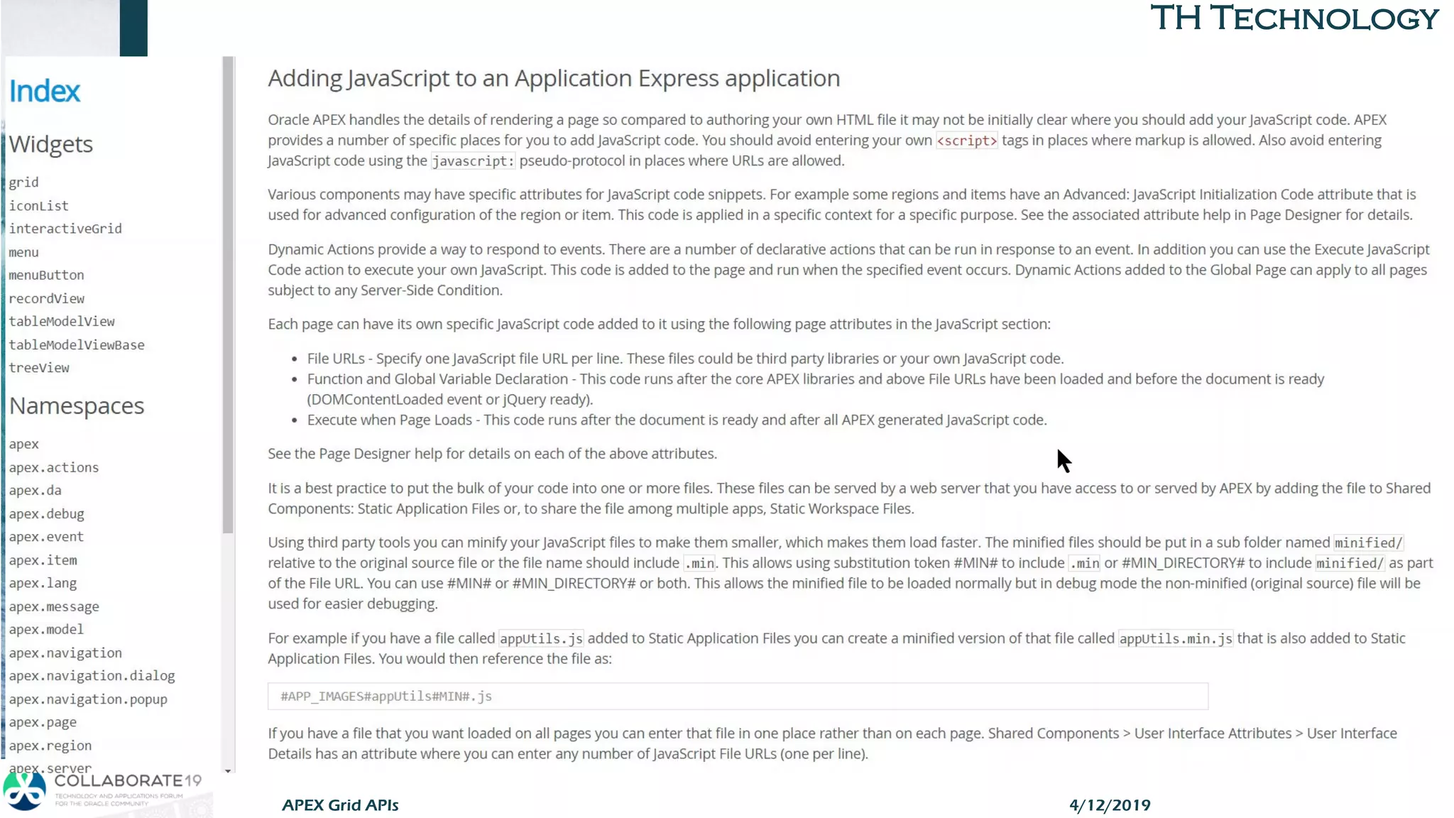 TH TechnologyTH Technology
4/12/2019APEX Grid APIs
 