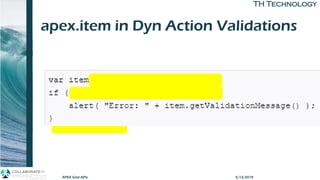 TH TechnologyTH Technology
apex.item in Dyn Action Validations
4/12/2019APEX Grid APIs
 