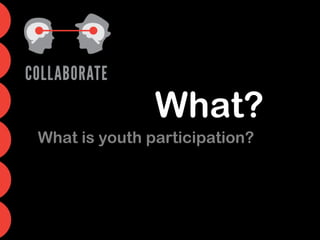 What?
What is youth participation?
 
