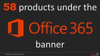 WWW.COLLAB365.EVENTS
58 products under the
banner
 