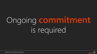 WWW.COLLAB365.EVENTS
Ongoing commitment
is required
 