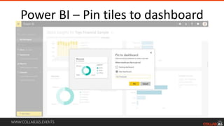 WWW.COLLAB365.EVENTS
Power BI – Pin tiles to dashboard
 