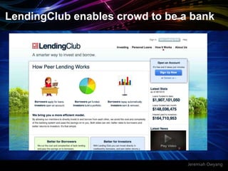 Jeremiah Owyang
LendingClub enables crowd to be a bank
 