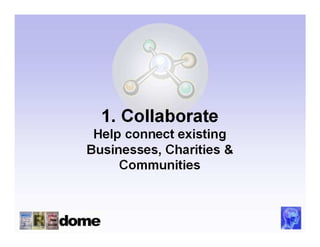 1. Collaborate
 Help connect existing
Businesses, Charities &
     Communities
 