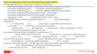 // Execute Request Function for Authentication & Authorization
def executeRequest(url, requestType, payload, contentType) ...