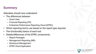Collaborate 19: Help!! EPRCS, Financial Reports, Smart View, Which ...