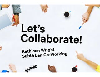 Let’s
Collaborate!
Kathleen Wright
SubUrban Co-Working
 