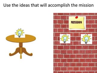 Use the ideas that will accomplish the mission