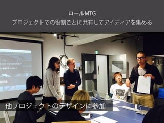 プロジェクトでの役割ごとに共有してアイディアを集める
ロールMTG
他プロジェクトのデザインに参加
 