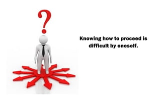 Knowing how to proceed is
difficult by oneself.

 