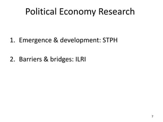 Current research on developing collaborations across sectors for zoonoses prevention and control