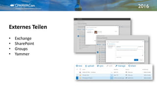 2016
Externes Teilen
• Exchange
• SharePoint
• Groups
• Yammer
 