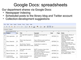 Google Docs: spreadsheets ,[object Object],[object Object],[object Object],[object Object]