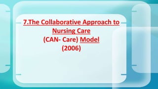 7.The Collaborative Approach to
Nursing Care
(CAN- Care) Model
(2006)
 