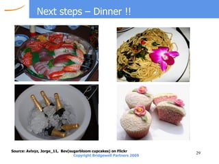 Next steps – Dinner !! Source: Avlxyz, Jorge_11,  Bev(sugarbloom cupcakes) on Flickr 