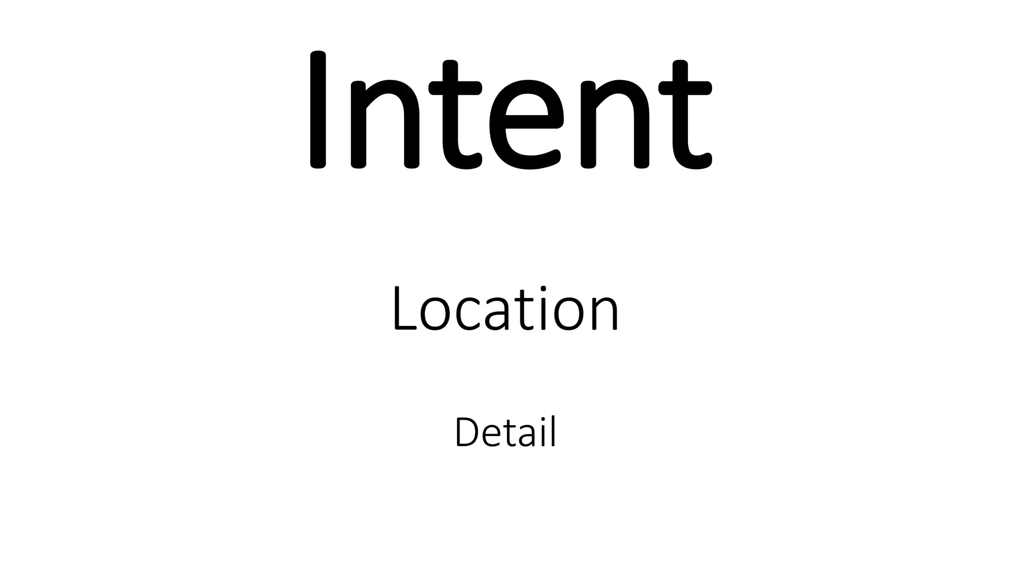 Intent
Location
Detail
 